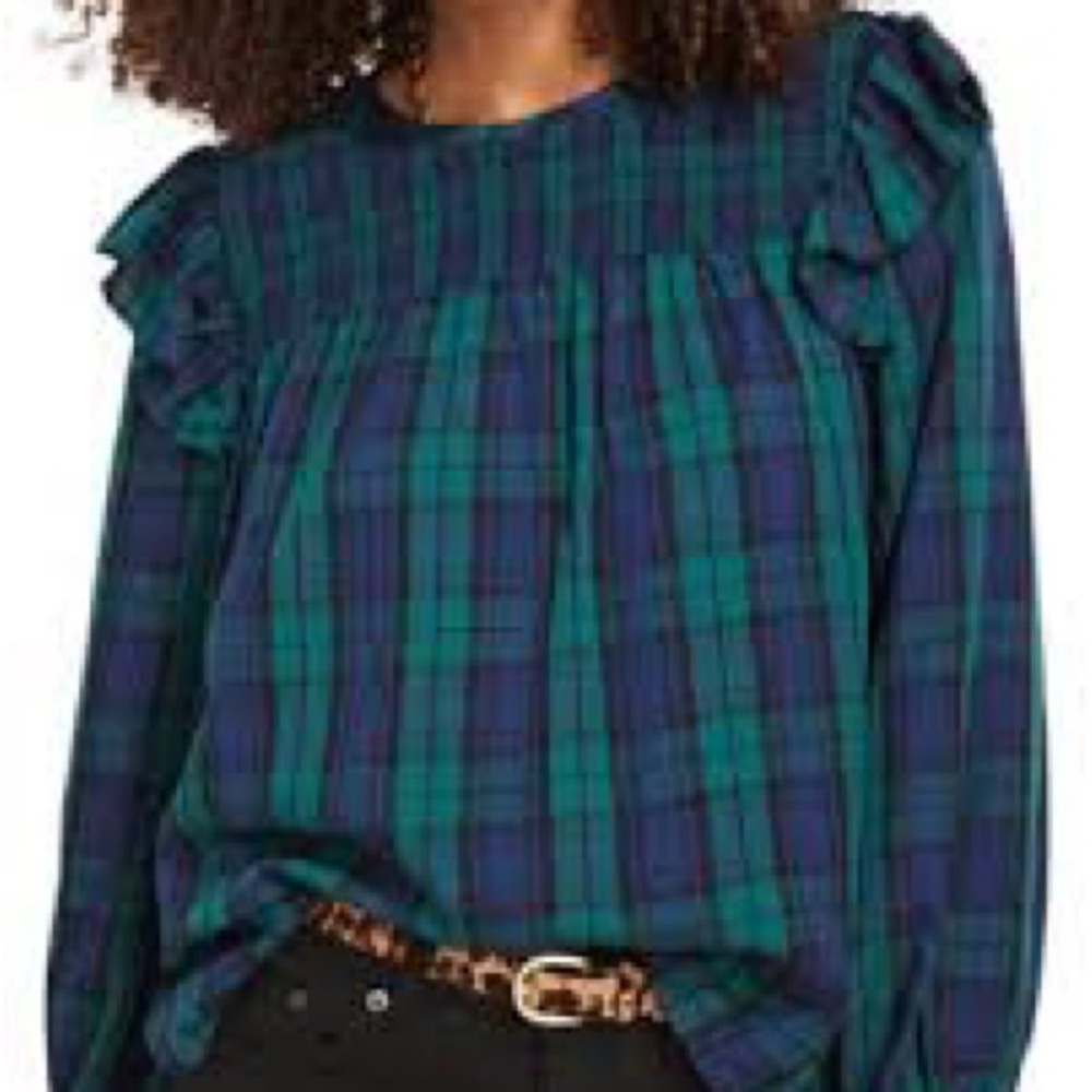 VINEYARD VINES Plaid Ruffle Smocked Top – Like New Large